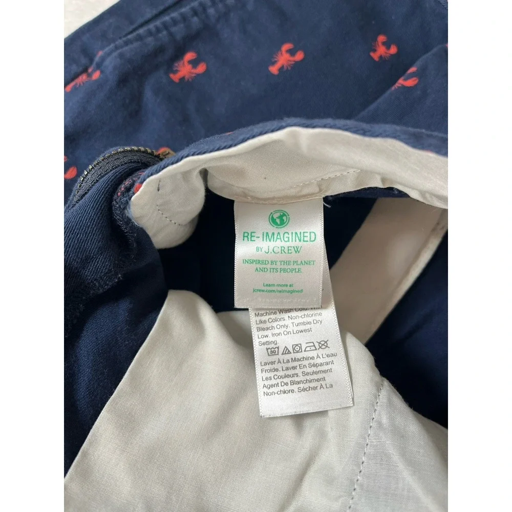J. Crew Navy Blue Shorts with Red Lobster Print